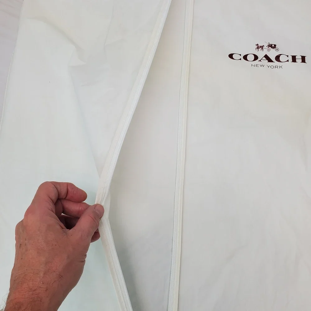 Coach New York Garment Bag Off-White Logo Suit Dress Travel Cover Case Zippered